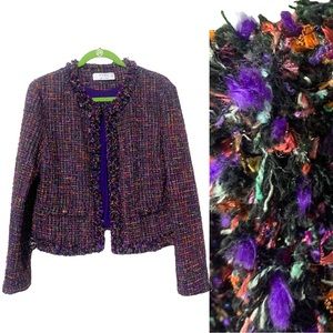 KAOS‎ Italy Fringed cropped tweed boucle Jacket blazer alpaca wool mohair  10/12